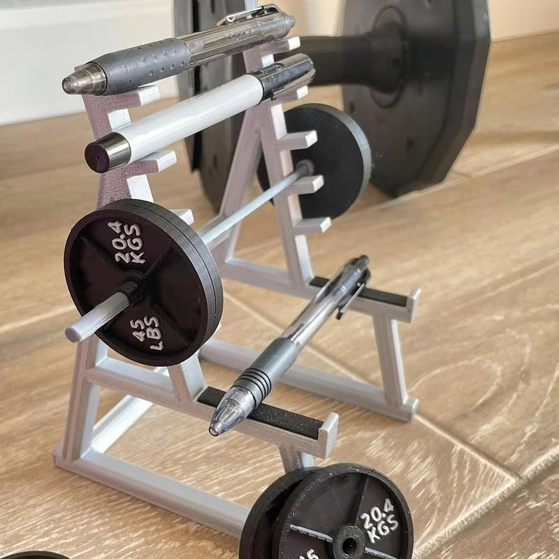 Barbell-Inspired Squat Rack Pen Holder - Unique Gift for Fitness Enthusiasts and Office Decor